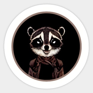 Hipster Common Raccoon Circle Design Sticker